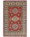 3x5 Red Kuba Afghan Hand Knotted Wool Area Rug